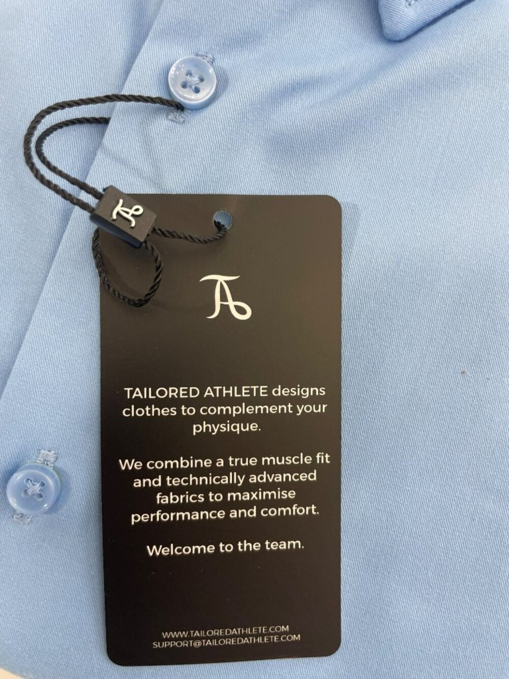 Tailored Athlete Muscle Fit Dress Shirt Mid Blue Men's Size Small MSRP$138 NWT - Picture 4 of 7